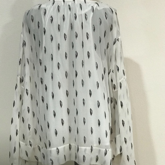 Womens M EUR 40 IRO silk metallic boho peasant top - Picture 8 of 8